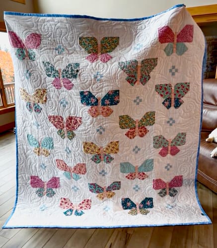 Customer photo review of Flutter Lella Boutique Pre-Cut Ready-To-Sew Quilt Kit Featuring Precious Petite by Riley Blake