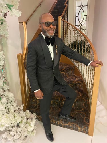 Peter A. review of Men's 3-Piece Vintage Style Damask Jacquard Black Suit image 1 out of 1