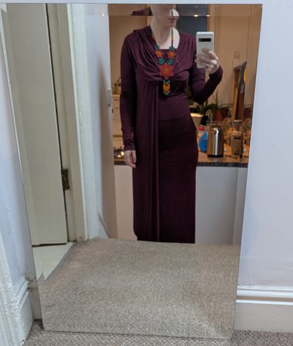 Customer photo review of BAMBOO DRAPE SHRUG BURGUNDY