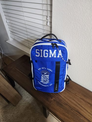 Customer photo review of Phi Beta Sigma Embroidered Blue and White Backpack