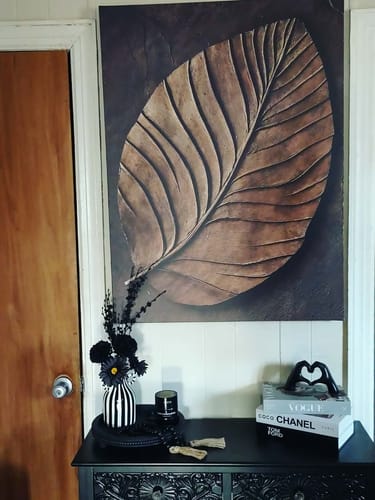 Customer photo review of Ethereal Leaf Harmony – Rustic Botanical Wall Art with Natural Elegance