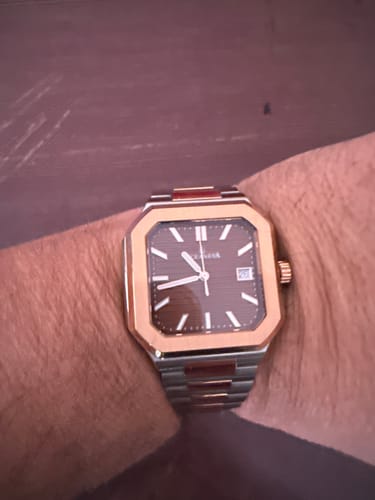 Customer photo review of Oceaneva Mens Tenuis Ultra-Thin Swiss Movement Automatic Thin Watch Brown Rose Gold