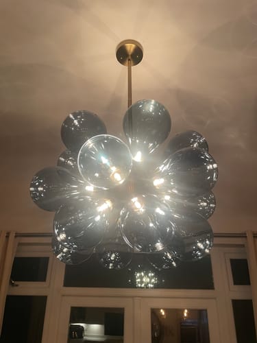Customer photo review of Modern Blue Frosted Glass Bubble Sputnik Chandelier