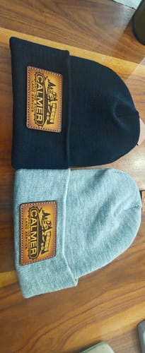 Customer photo review of Custom Beanies Leather Patch