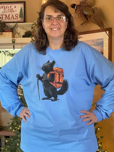 Customer photo review of Black Squirrel Backpacker Long Sleeve T-Shirt