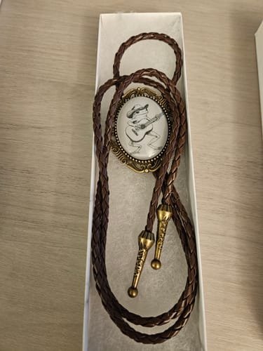 Customer photo review of Bolo Tie with Frog Western Cowboy String Tie