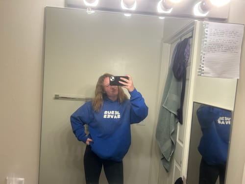 Customer photo review of Jesus Saves Patchwork Hoodie
