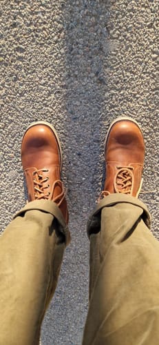 Customer photo review of Munson Plain Toe Logging Boot -luosjiet®boots - Brown Full Grain oiled Cowhide