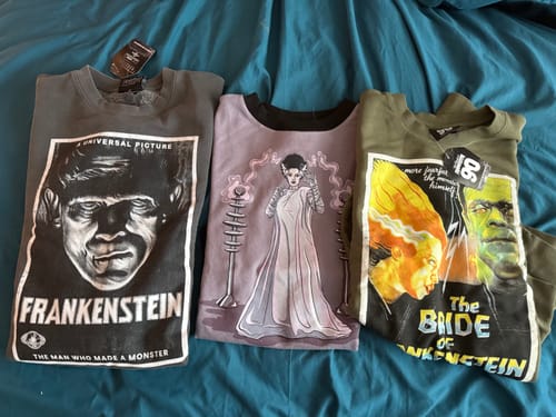 Customer photo review of Universal Monsters: Bride of Frankenstein Souvenir Knit Top in Decayed Lilac (unisex)