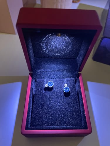 Customer photo review of Classic Round Aquamarine Austrian Crystal Solitaire Earrings