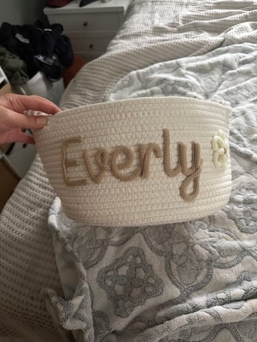 Customer photo review of Baby Knits™ Multicolor Personalized Knitted Basket