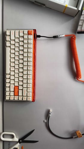 Customer photo review of MelGeek Keyboard-Themed Hand Made Silver Aviator Coil Cables
