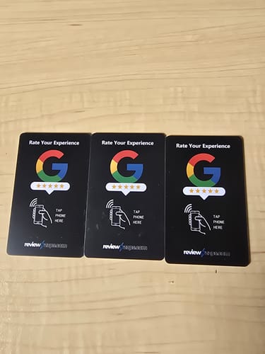 Customer photo review of NFC Google Review Card