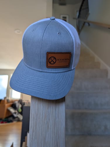 Customer photo review of Richardson 112 Genuine Leather Patch Hats Laser Engraved