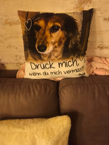 Antje H. review of Drück mich, wenn du mich vermisst - Individuelles Kissen image 1 out of 1