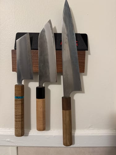 Customer photo review of Walnut Magnetic Knife Rack Small