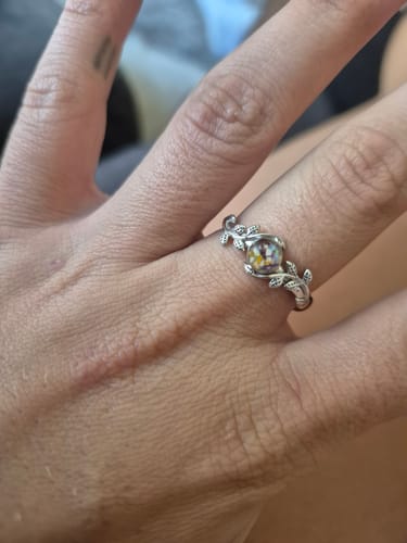 Customer photo review of Leaf Opal Cremation Ring