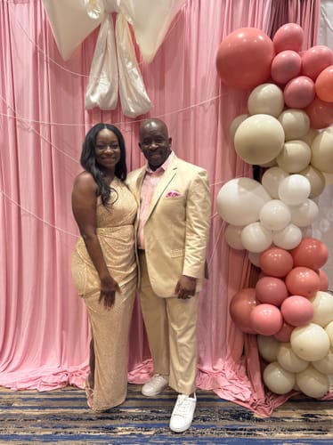 Customer photo review of Odessa Champagne Gold Sequin Maxi Dress