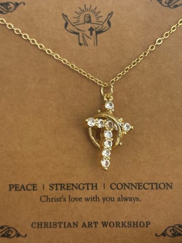 Customer photo review of FREE Today: Modern Crowned in Faith Cross Necklace, Earrings