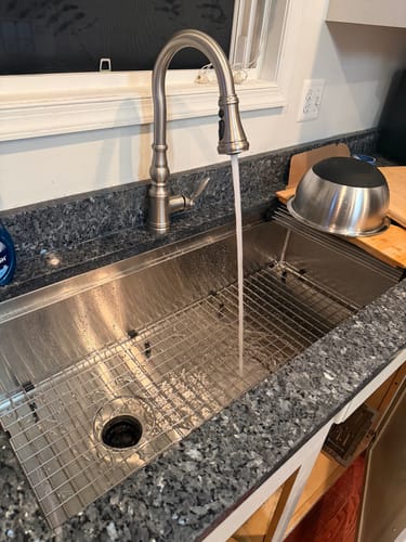 Customer photo review of 40" Large Workstation Kitchen Sink - Single Bowl - Reversible Offset Drain (5LS40c)