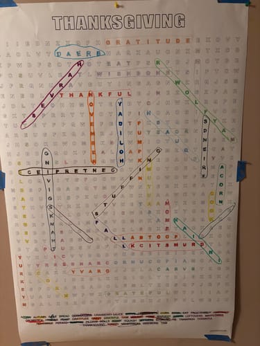 Customer photo review of Thanksgiving Giant Word Search Puzzle