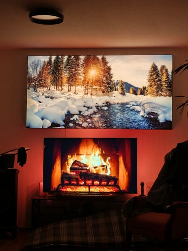 Customer photo review of Canvalight® Leuchtbild | Schneebedeckte Landschaft am Fluss | Querformat