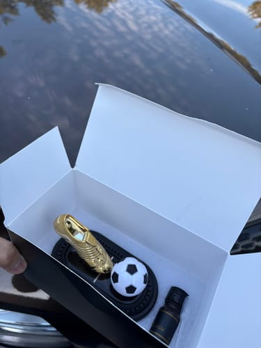 Customer photo review of Solar Powered Soccer-Themed Car Air Freshener