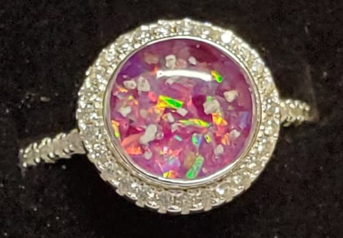 Customer photo review of Bedazzled Circle Opal Cremation Ring