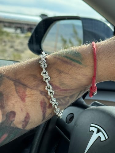 Customer photo review of 8mm ICED INFINITY BRACELET - WHITE GOLD