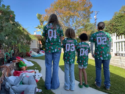 Customer photo review of Custom Green White-Red Christmas Graffiti Pattern Authentic Baseball Jersey