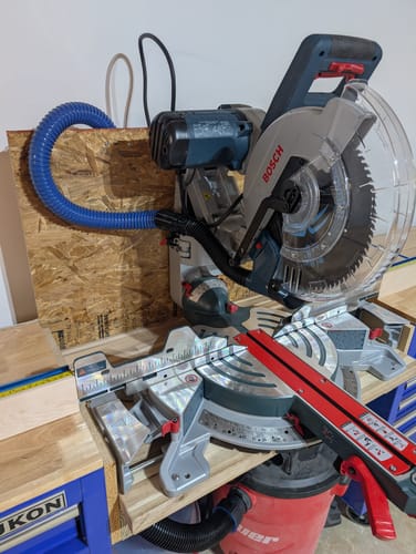 Customer photo review of Bosch Axial Glide Miter Saw Dust Chute (Gen II)