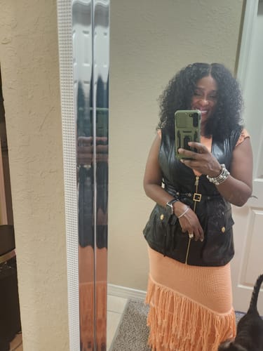 Customer photo review of Zip Up Front Leather Waistcoats