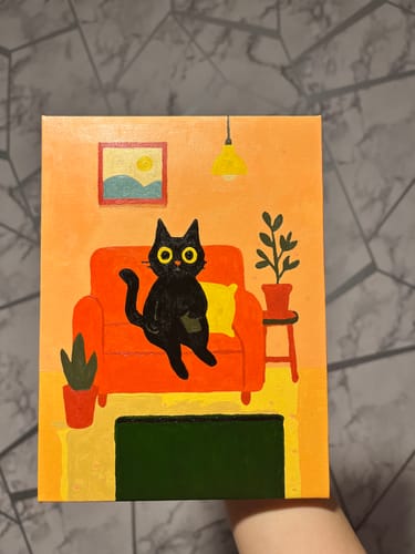 Customer photo review of 6 Mini Paintings - The Black Cat Set
