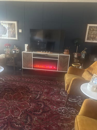 Customer photo review of Harper 68" Chevron Door Fireplace TV Stand
