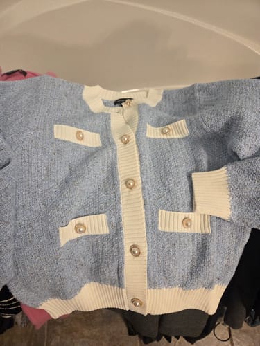 Customer photo review of Tweed Crew Neck Knitted Cardigan