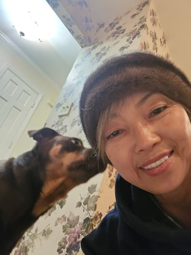 Customer photo review of Demi Buff Mink Fur Headband