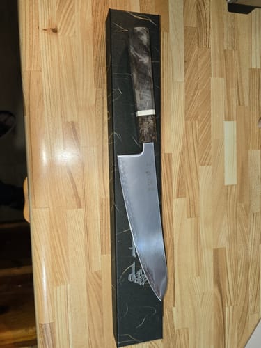Customer photo review of Hatsukokoro Hikari SLD Birch Gyuto 210mm