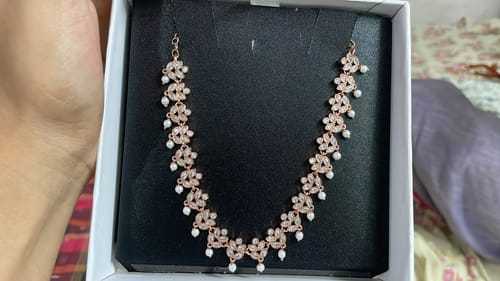 Customer photo review of Rose Gold Gleam of Glamour Necklace