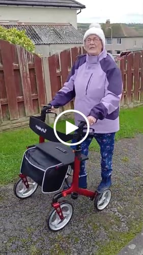 Customer video review of MobilityPlus+ Deluxe 2.0 Ultra-Light Folding Rollator with Seat
