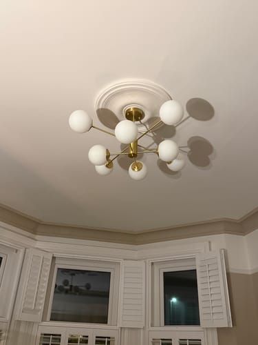Customer photo review of 6/8/12-Light Mid-Century Modern Opal White Glass Globe Chandelier