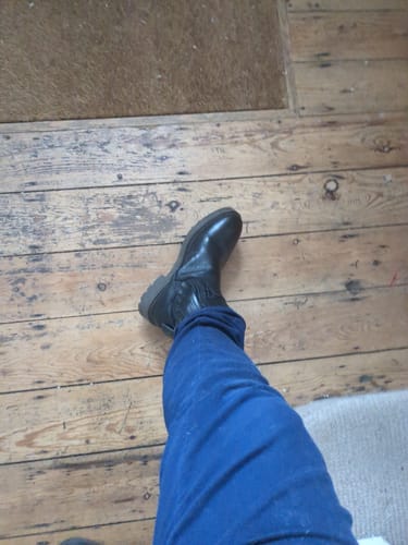 Customer photo review of Farro Flat Chelsea Boot - Black Croc