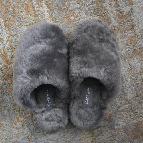 Customer photo review of Salperton Sheepskin Mule Slippers Grey