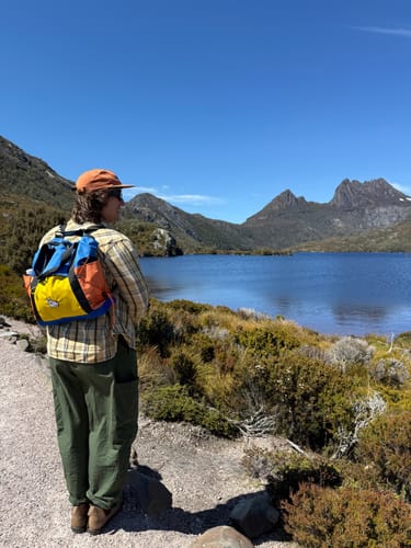Customer photo review of The Adventure Tote in Blue + Yellow