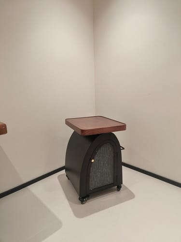 Customer photo review of Solid Wood & Carbon Steel Small Movable Tea Table