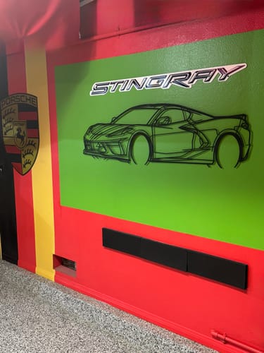 Customer photo review of Corvette C8 Front Angle Silhouette Metal Wall Art