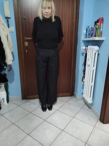 Customer photo review of Pantalone Gessato a palazzo - nero