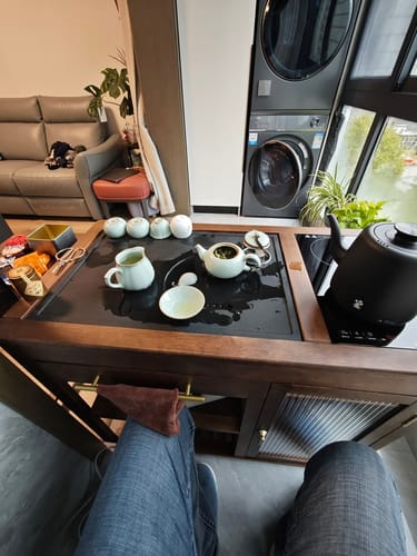 Customer photo review of Extendable Walnut Movable Tea Table