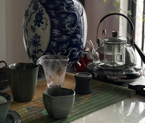 Customer photo review of Grey Glass Teapot With Steam Infuser