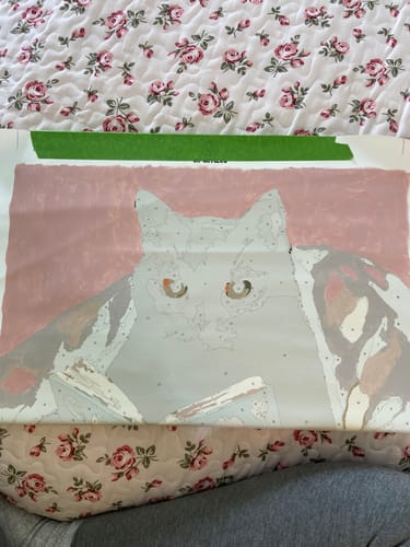 Customer photo review of Reading cat | Paint by Numbers