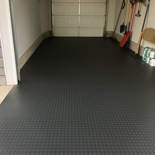 Customer photo review of Heavy Duty Non-Slip Rubber Garage Flooring Roll Dot Penny Pattern Oil Resistant, R11 Slip Rated, Custom Cut Lengths